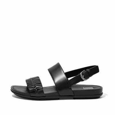 Fitflop Women's GRACIE Wrapped Weave Back-Strap Sandals - Black, TN4017592